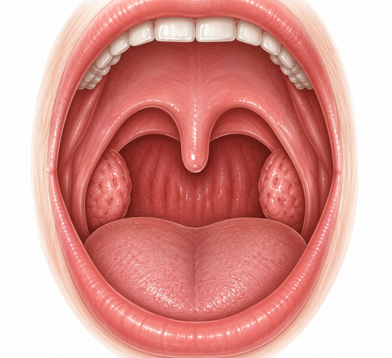 Anterior oropharyngeal view — normal
