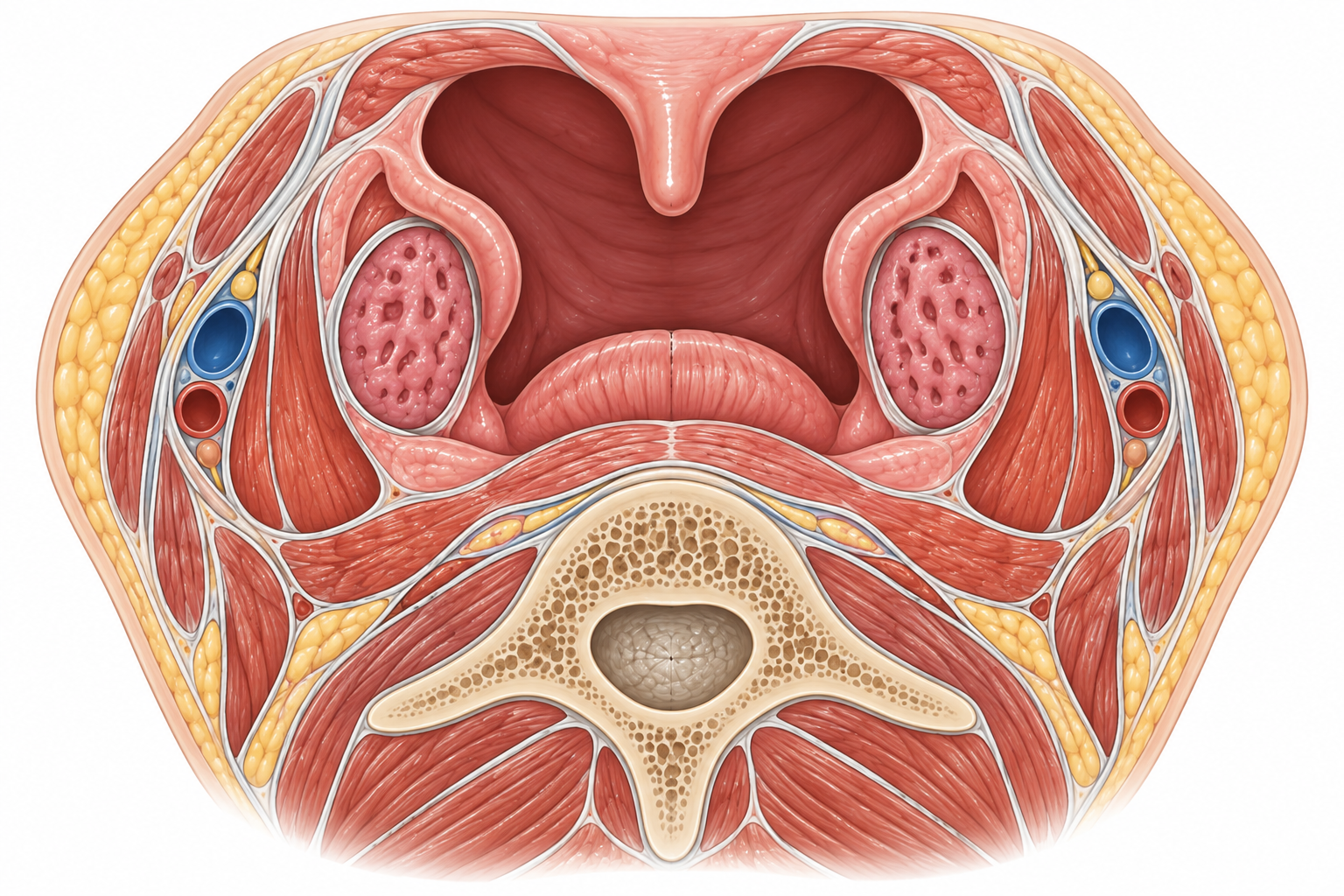 Axial oropharyngeal view — normal